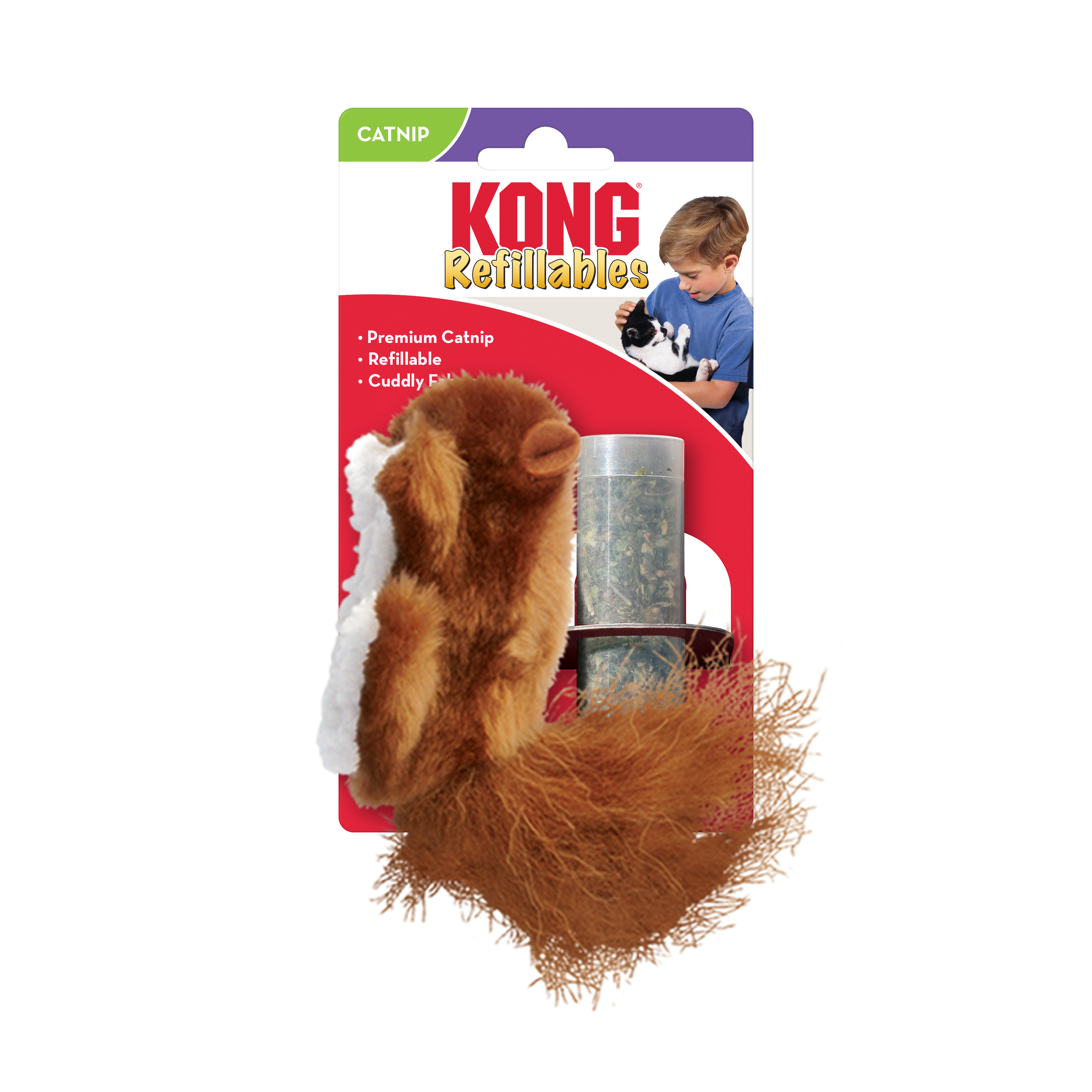 KONG Cat Toy - Refillable Catnip Squirrel x 1